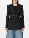 Sportmax Double-breasted Virgin Wool Blazer In Black