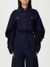 Sportmax Cropped Jacket With Buttoned Pockets And Contrast Stitching In Blue