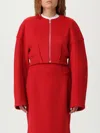 Sportmax Cropped Red Jacket With Ribbed Hem And Structured Sleeves In Red