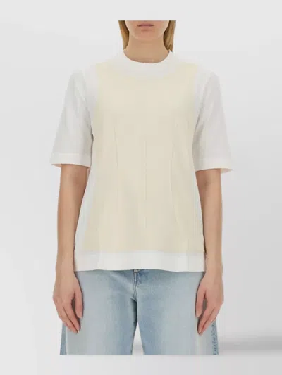 Sportmax Block Panel Round Neck T-shirt In White