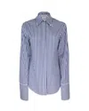 Sportmax Striped Collared Shirt Cuffed Sleeves In White