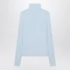 Sportmax Light Blue Jersey Knit Turtleneck Sweater In Blue