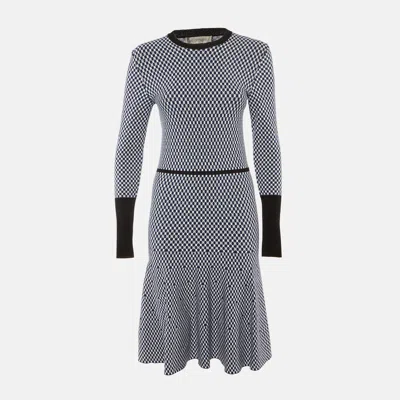 Sportmax Blue Check Pattern Knit Midi Dress In Multi