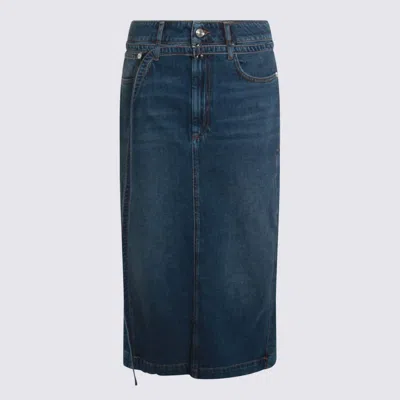 Sportmax Blue Denim Cotton Skirt