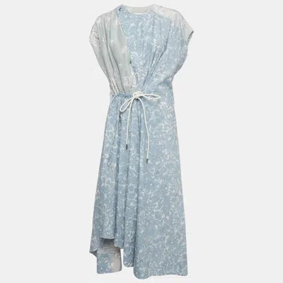 Sportmax Blue Floral Print Asymmetrical Midi Dress In Multi