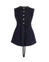 Sportmax Blue Solid Round Neck Top In Blue