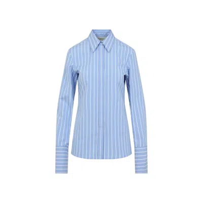 Sportmax Conio Stripe Long-sleeved Shirt In Blue