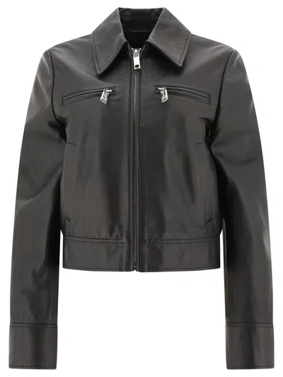 Sportmax "bolsena" Leather Jacket In Black