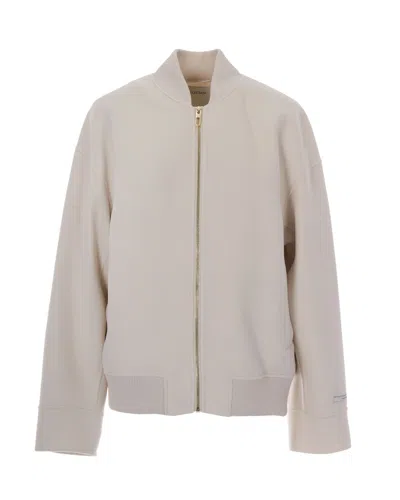 Sportmax Ondata Bianco Bomber Jacket With Knit Detailing In Multi