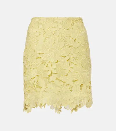 Sportmax Bora Floral Lace Miniskirt In Yellow