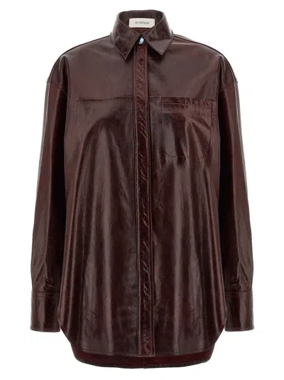Sportmax Bordeaux Lamb Leather Women's Blouse