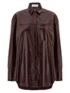 Sportmax Oversized Nappa Leather Shirt Jacket In Burgundy