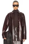 Sportmax Borel Leather Jacket In Burgundy