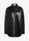 Sportmax Leather Shirt Jacket Chest Pocket In Black