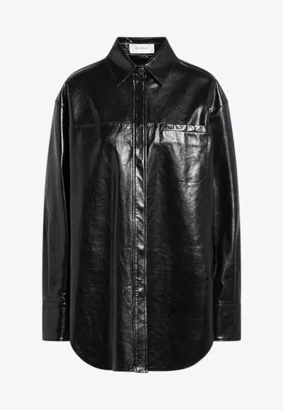 SPORTMAX BOREL LEATHER SHIRT JACKET