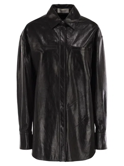 Sportmax Borel Oversized Nappa Leather Shirt In Black