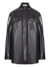 Sportmax Oversized Leather Jacket And Pocket In Black