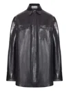 Sportmax Oversized Leather Jacket And Pocket In Black