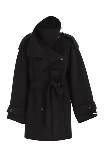 Sportmax Bouquet1234 - Short Wool Trench Coat In Black