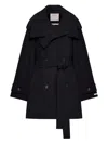 Sportmax Short Belted Trench Coat With Double-breasted Design In Black