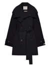 Sportmax Short Belted Trench Coat With Double-breasted Design In Black