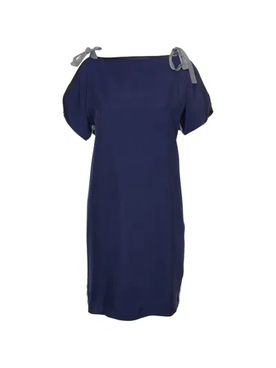 Pre-owned Sportmax Bow-detail Jersey Mini Dress In Blue