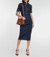 Sportmax Braies Denim Short Sleeve Dress In Blue In Blue