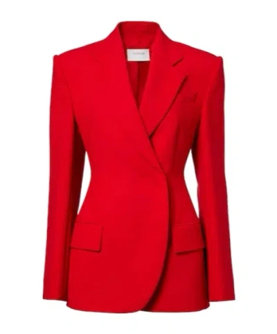 Sportmax Breasted Peplum Blazer In Red