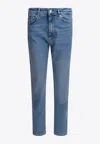 Sportmax Slim Fit Denim Trousers With Contrast Stitching In Blue