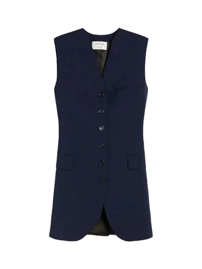 Sportmax Sleeveless Long Vest In Blue