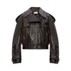 Sportmax Short Trench Coat With Patent Effect And Bomber Inspired Details In Black