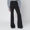 Sportmax Brown Flared Trousers In Stretch Wool In Black