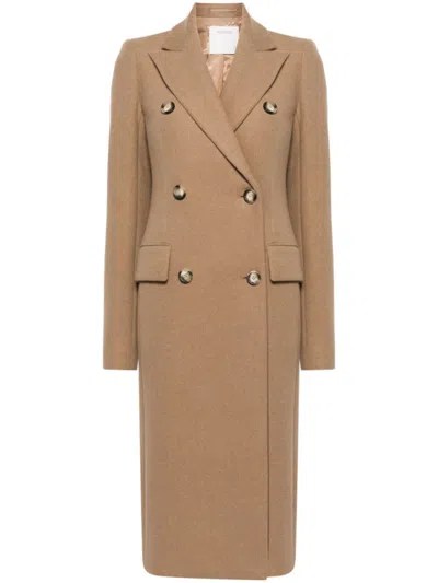 SPORTMAX BROWN WOOL DOUBLE-BREASTED COAT