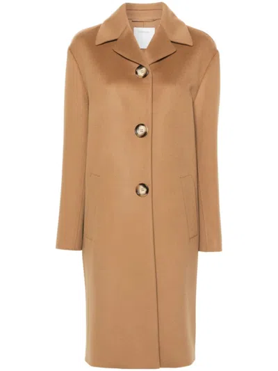 SPORTMAX BROWN WOOL MIDI COAT