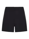 Sportmax Double Pleated Tailored Shorts In Luxurious Wool In Black