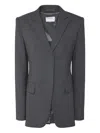 Sportmax Button-cuff Single-breasted Blazer In Gray