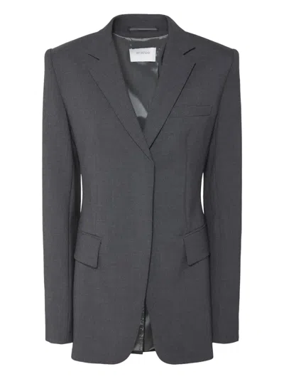 Sportmax Button-cuff Single-breasted Blazer In Gray
