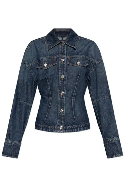 Sportmax Button Detailed Denim Jacket In Blue