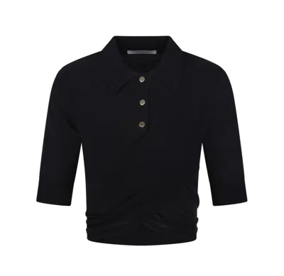 Sportmax Button Detailed Short-sleeved Polo Top In Black