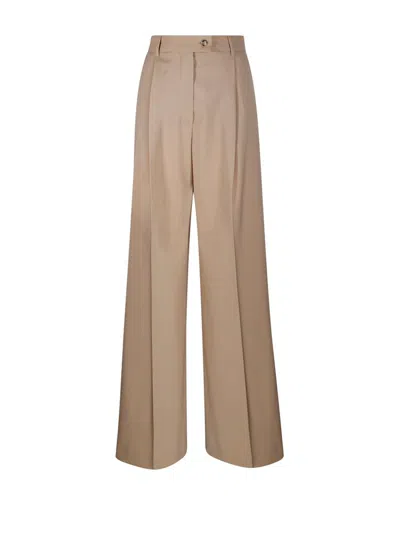 Sportmax Button Detailed Straight Leg Pants In Brown