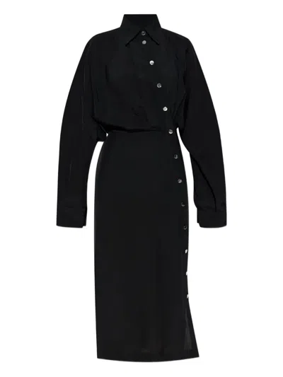 Sportmax Button-fastening Shirt Dress In Black