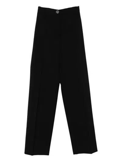 Sportmax Button-fastening Wool Trousers In Black