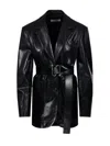 Sportmax Belted Lapel Collar Jacket Pockets In Nero