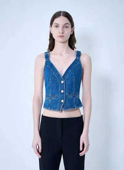 Sportmax Buttoned Denim Vest In Blue