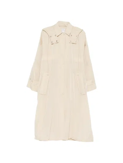 Sportmax Long Raincoat With Hood In Neutral