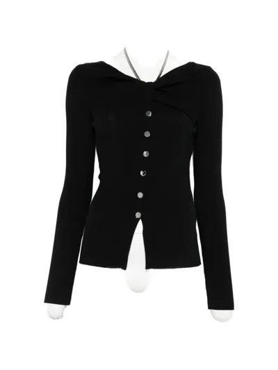Sportmax Button-up Necklace-detail Cardigan In Black