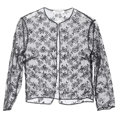 Sportmax By Max Mara Tulle Embroidered Cardigan In Black Polyamide