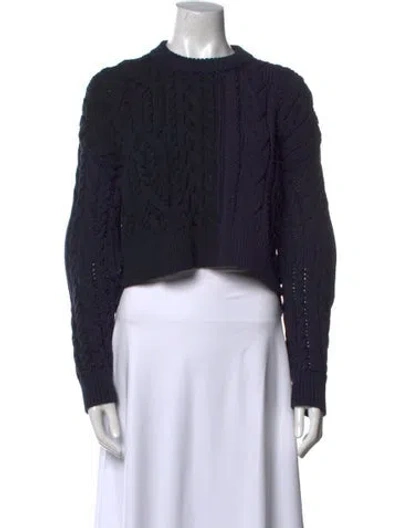 Pre-owned Sportmax Cable Knit Crew Neck Sweater W/ Tags In Blue