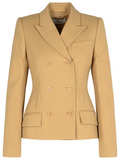 Sportmax Double-breasted Camel-colored Jacket For Women In Tan