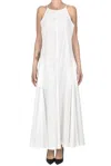 Sportmax Cactus Sleeveless Round Neckline A-line Midi Dress In White